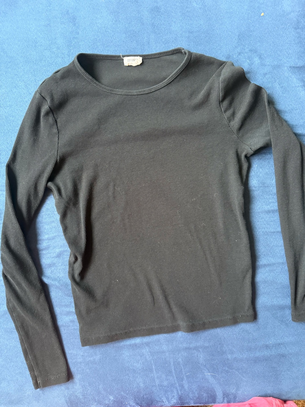 Cotton On Black Women's Long-Sleeve Ribbed Tee